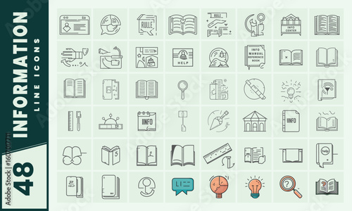Information line icons representing knowledge and communication