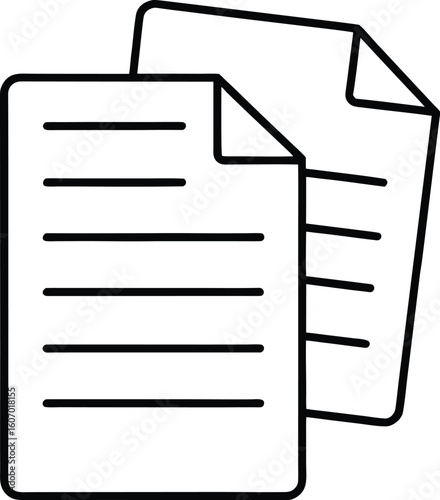 Clean line art document icon with duplicate symbol isolated on transparent background