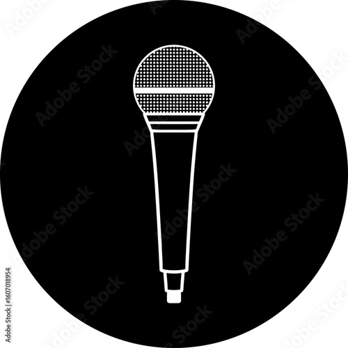 Handheld Vocal Microphone Icon | Line Art Symbol for Speeches & Singing