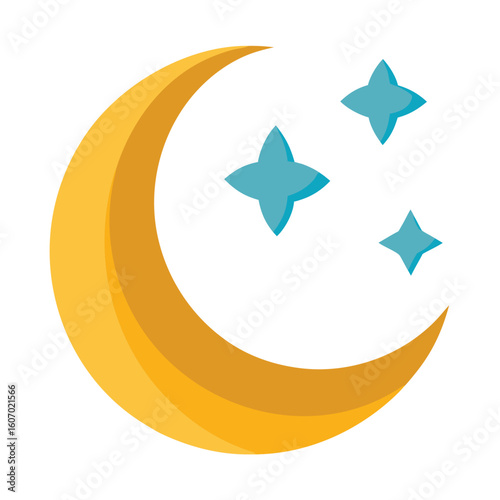 Collection of flat design islamic moon phases icons featuring celestial cycles and astronomical representations for digital and print use
