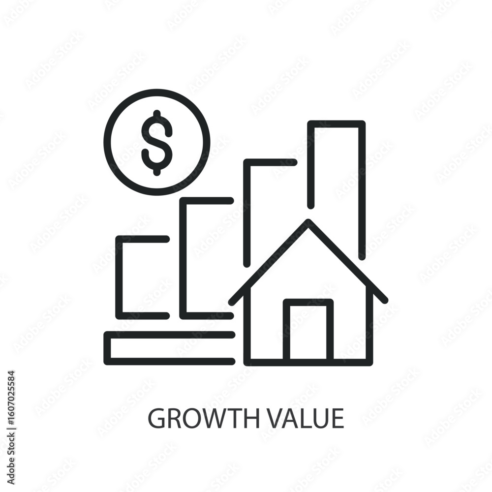 Obraz premium Growth value thin line vector icons.