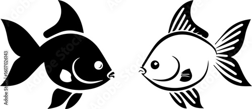 Goldfish Vector Illustration in Black and White