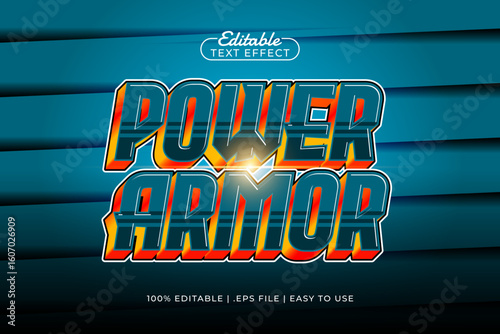 power armor editable text effect with a hero and super text style