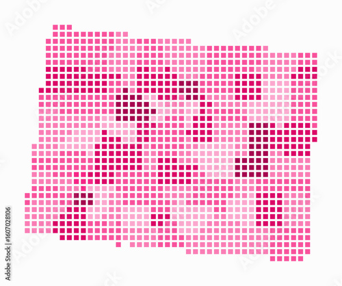 Colorado dotted map. Digital style map of the state on white background. Colorado shape with square dots. Colored dots style. Large size squares. Plain vector illustration.