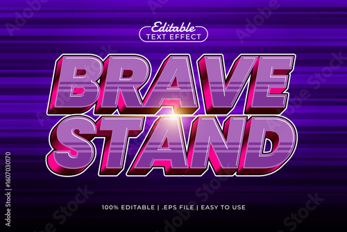 brave stand editable text effect with a hero and super text style