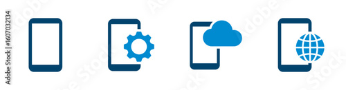 Icon of phone, cloud storage, internet connection, settings. Solid vector icon.