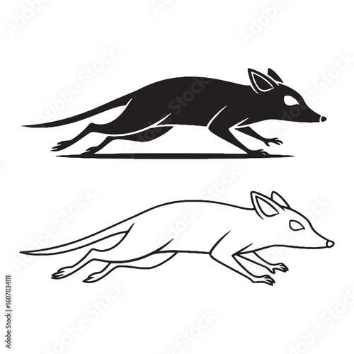 A Bandicoot Profile - Night Forager - Pointed Snout - Bandicoot silhouette - Bandicoot lineart - Bandicoot vector - silhouette & lineart of Bandicoot

