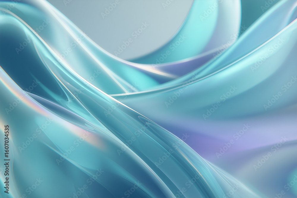 Obraz premium Ultra detailed abstract liquid glass background with smooth flowing gradient shapes in pastel tones and futuristic 3D layers, suitable for modern design, digital art, and commercial use.