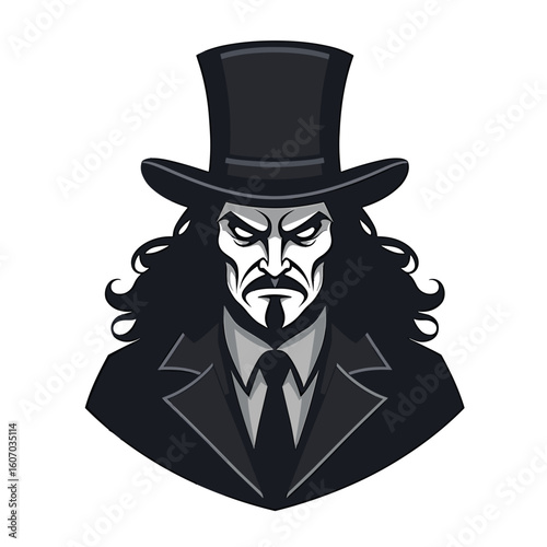 Mysterious undertaker in top hat portraying darkness, symbolism of death