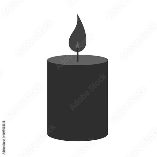 Elegant black candle with flame, ambiance and meditation