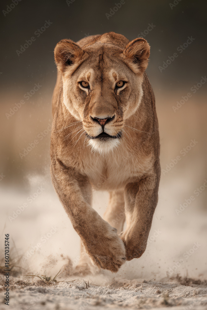Obraz premium capture dynamic portraits of top animals in motion against minimalist bokeh background