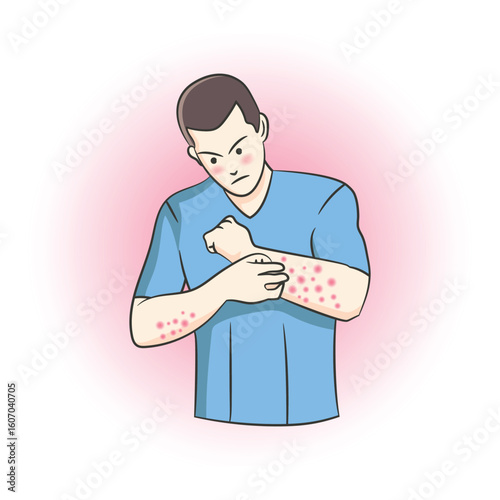 cartoon character drawing of person scratching his hand