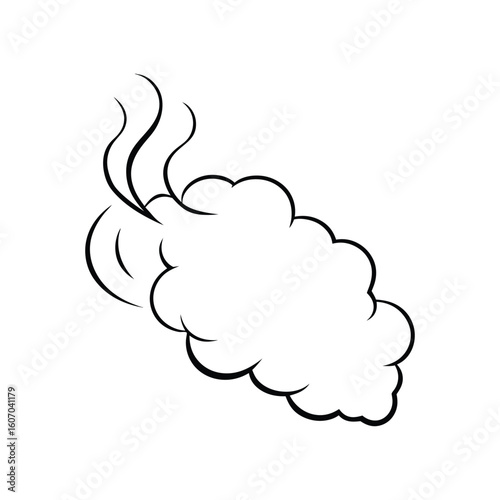 Vector Outline Illustration of Smoke Isolated on White Background