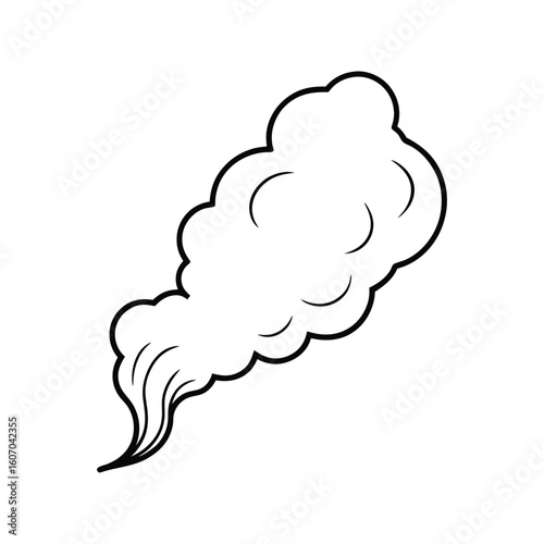 Vector Outline Illustration of Smoke Isolated on White Background