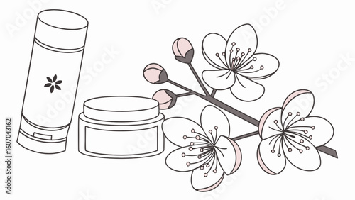 Natural skincare beauty product cream lotion floral blossom organic wellness spa aesthetic treatment