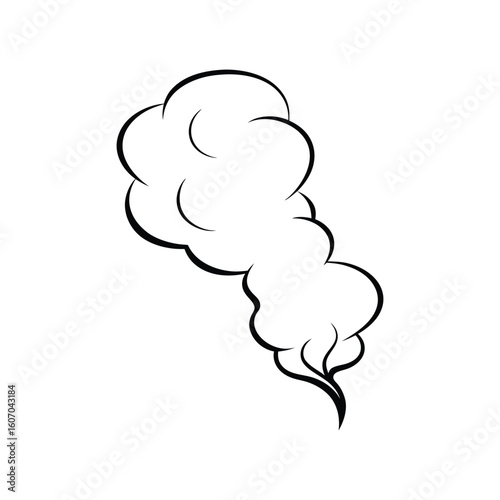 Vector Outline Illustration of Smoke Isolated on White Background