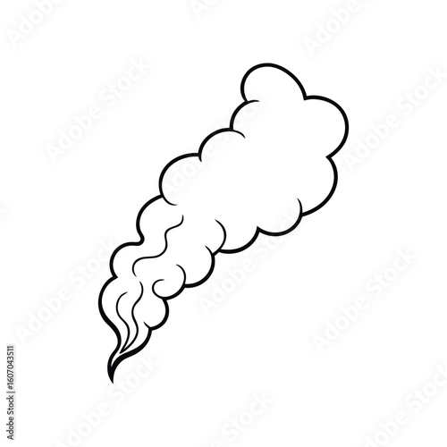 Vector Outline Illustration of Smoke Isolated on White Background