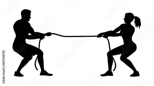 silhouette of a tug of war