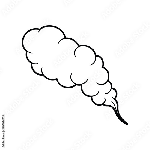 Vector Outline Illustration of Smoke Isolated on White Background