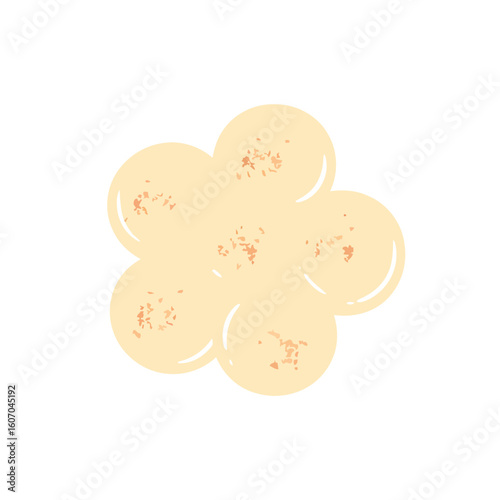 A soft, bumpy ball of unbaked yeast dough with textured specks and glossy highlights.