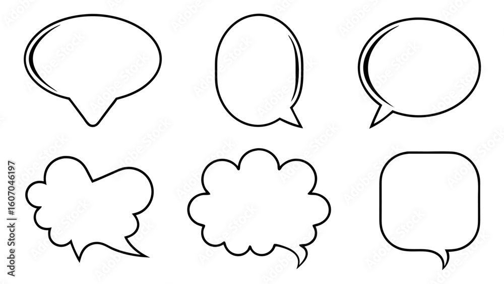 Fototapeta premium Set of Hand Drawn Speech Bubbles on tranparent background