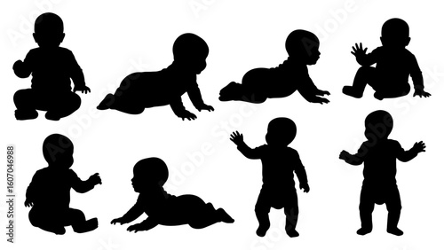 Set of baby and toddler silhouette