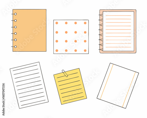 vector set of note papers