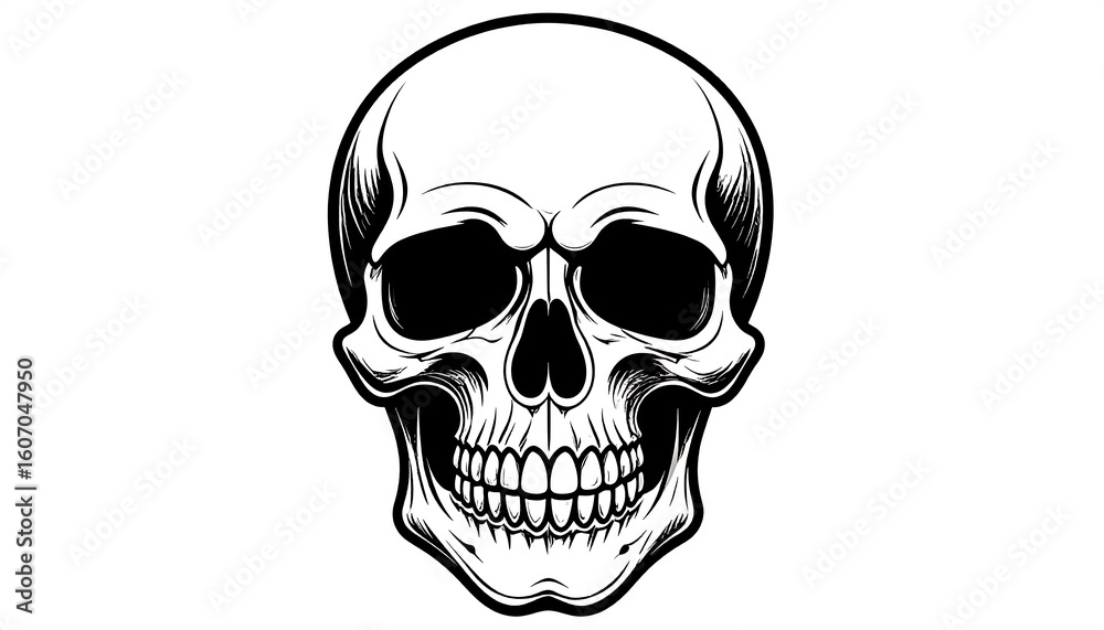 Fototapeta premium A detailed illustration of a human skull. Front view