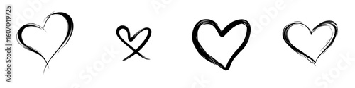 A black heart shape is isolated on a white background, serving as a heart-shaped flat icon symbol