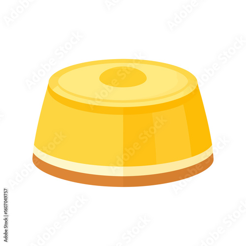 Whole yellow flan pudding with a central hole and a brown caramel layer at the bottom.