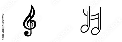 The whole note is illustrated in a minimalist style using a single continuous line art drawing, symbolizing music