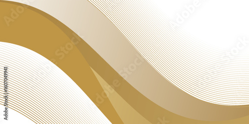 luxury shiny gold gradient background with golden wave thin line papercut design. Premium 3d abstract vector bronze gold glowing