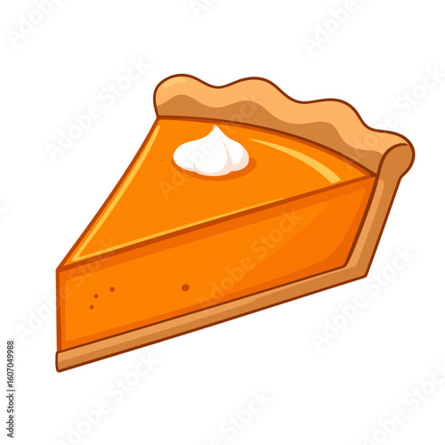 orange pumpkin pie slice with whipped cream clip art preview