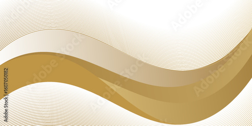 luxury shiny gold gradient background with golden wave thin line papercut design. Premium 3d abstract vector bronze gold glowing