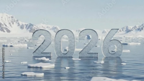 Wallpaper Mural The year 2026 is rendered in large melting ice letters floating in the cold arctic ocean symbolizing the urgent threat of global warming and climate change

 Torontodigital.ca