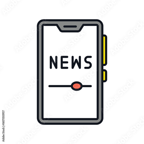digital news color line icon with white background vector stock illustration