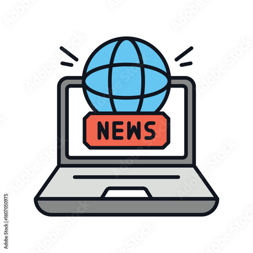 news color line icon with white background vector stock illustration