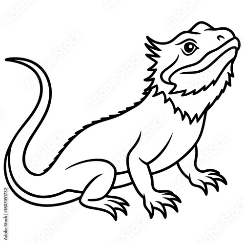 Bearded Dragon line art vector