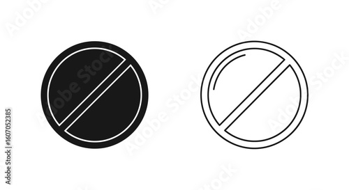 Two prohibition signs, one filled in black and one outlined, indicating a restriction or ban.