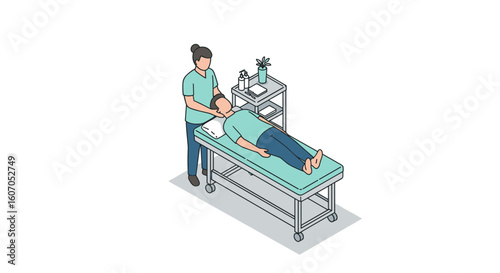 Isometric massage therapy scene with relaxing atmosphere and wellness