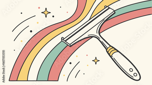 Stylish window squeegee vector illustration for cleaning and home maintenance