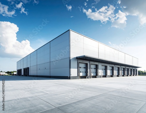 Wallpaper Mural Modern distribution warehouse building loading docks under blue sky Torontodigital.ca