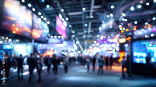 Wallpaper Mural A blurred view of a bustling exhibition hall filled with vibrant lights and engaged attendees exploring innovations. Torontodigital.ca