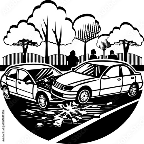 "Car Crash Icon, Accident Symbol, Collision Graphic, Vehicle Crash, Car Accident"