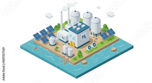 Isometric hydrogen production facility with renewable energy integrati