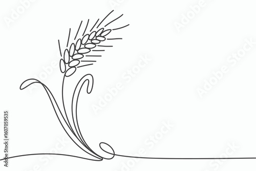 Simple line art drawing of a wheat stalk