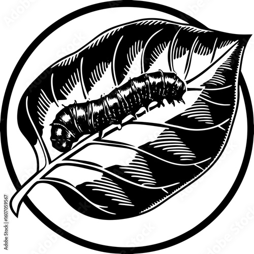 "Caterpillar Icon, Insect Symbol, Caterpillar Logo, Bug Illustration, Nature Graphic"