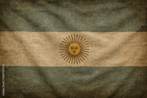 Vintage Argentina Flag. Canvas Texture. Argentinian. South America Country. Wallpaper. Background.