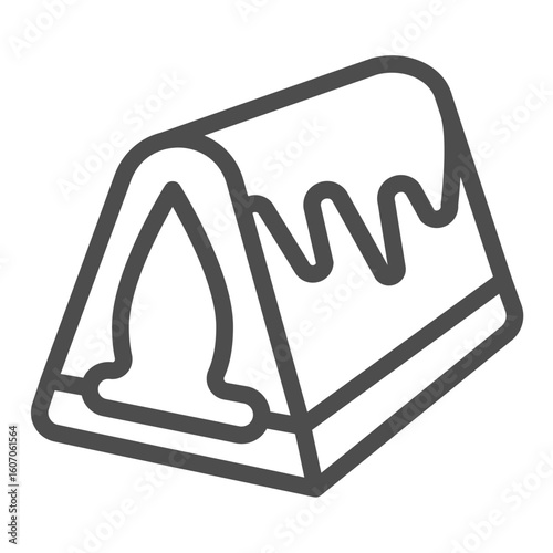 Chocolate candy with conical shape line icon, desert sweets concept. Vector graphics. Candy with liquor filler sign on white background, outline style icon for mobile or web design.