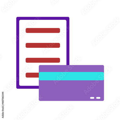 Financial document with credit card for payment or transaction concept